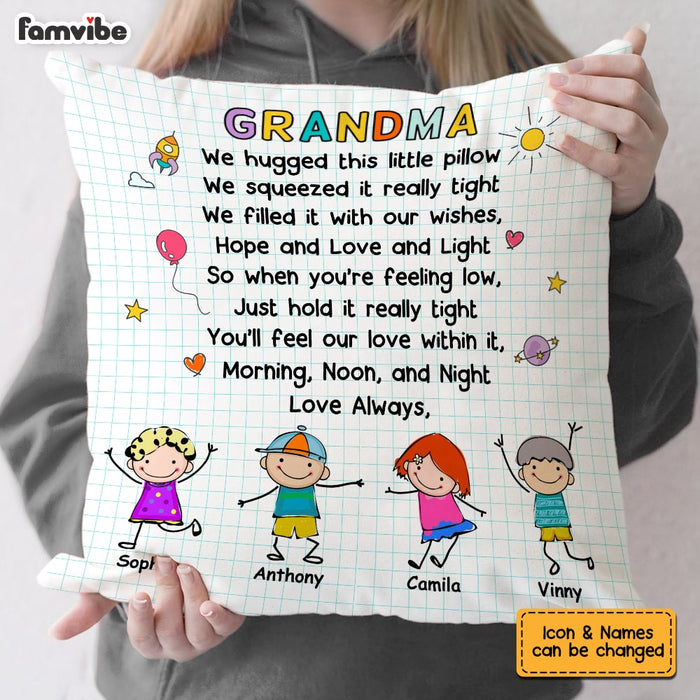 Personalized Mom Grandma Grandchildren Drawing Pillow AP53 30O53 1