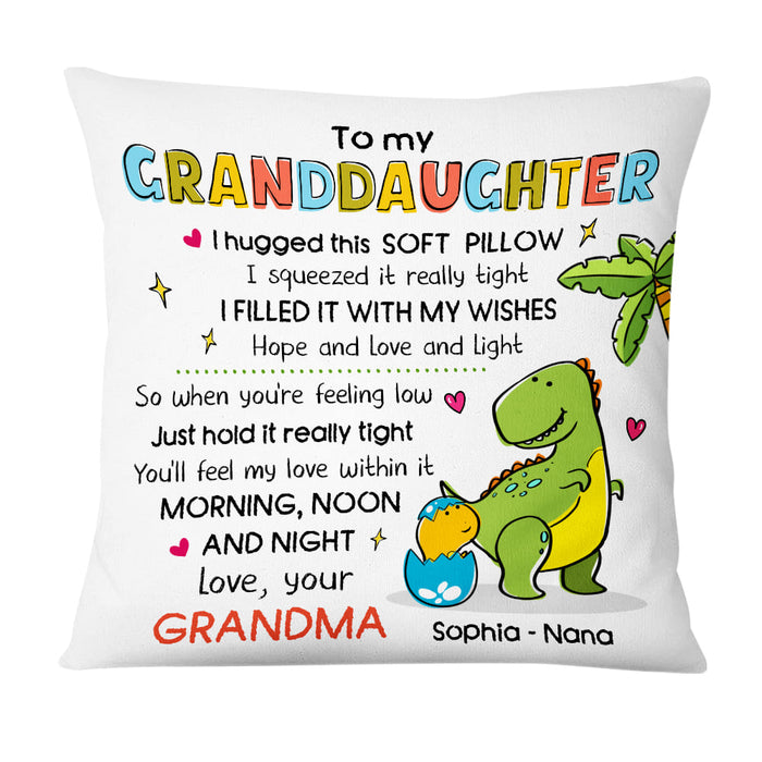 Personalized Granddaughter Hug This Dinosaur Drawing Pillow AP71 23O47 1