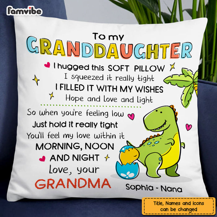 Personalized Granddaughter Hug This Dinosaur Drawing Pillow AP71 23O47 1