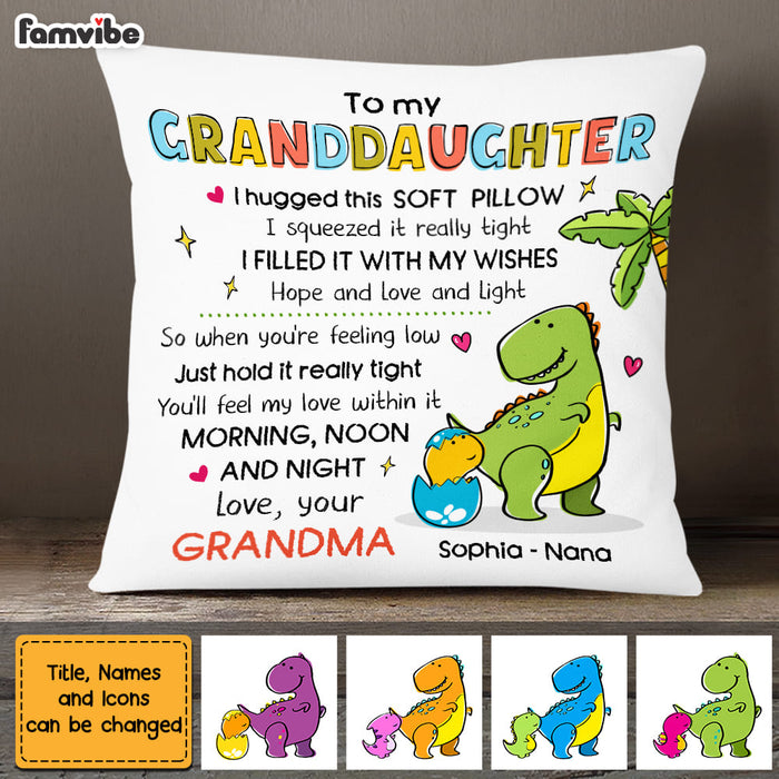 Personalized Granddaughter Hug This Dinosaur Drawing Pillow AP71 23O47 1
