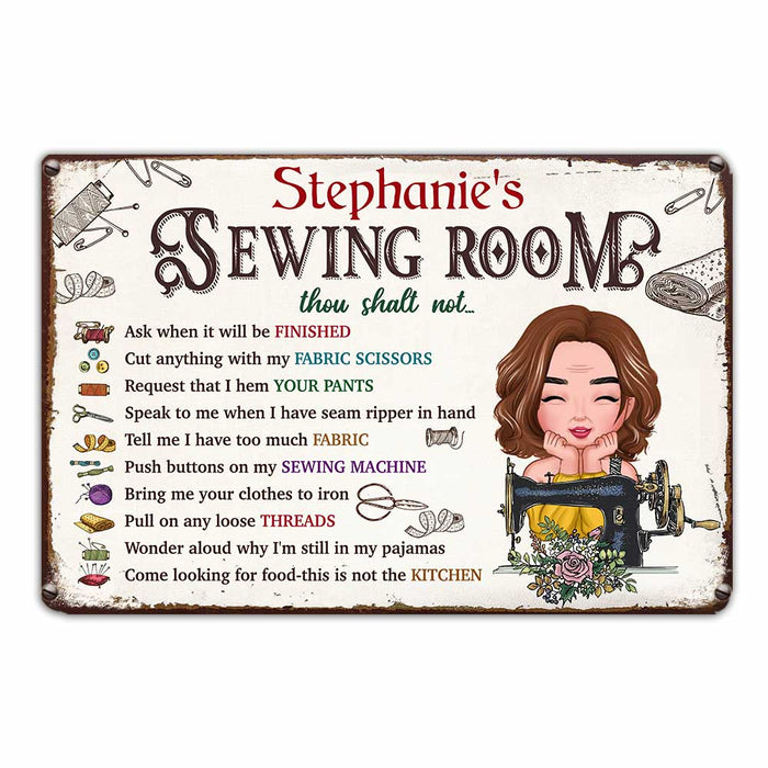 Personalized Sewing Room Rules Metal Sign AP72 30O34 1