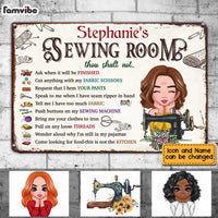 Personalized Sewing Room Rules Metal Sign AP72 30O34 thumb 1