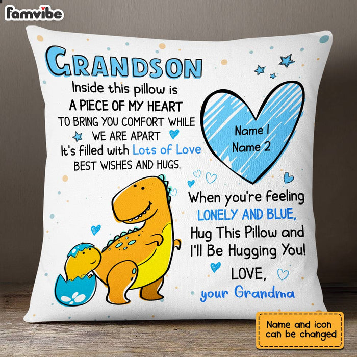 Personalized Grandson Dinosaur Drawing Pillow AP74 23O28 1