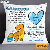 Personalized Grandson Dinosaur Drawing Pillow AP74 23O28 thumb 1