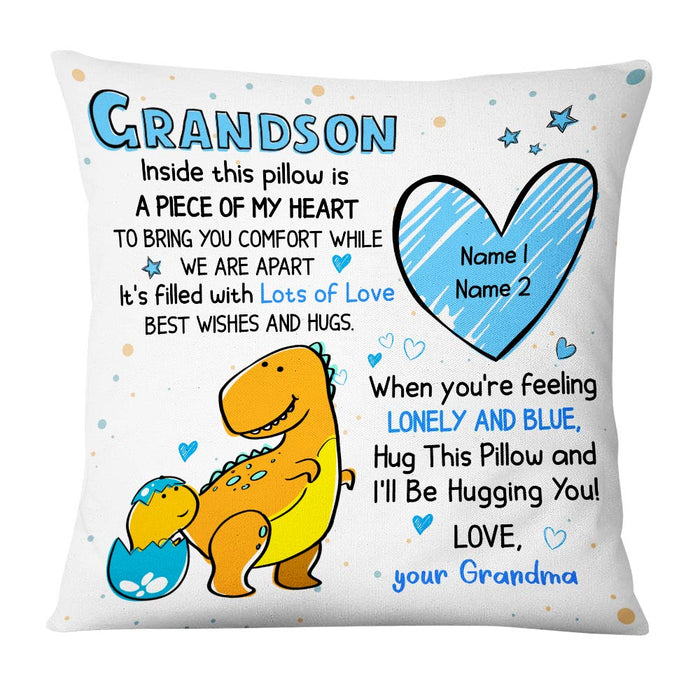 Personalized Grandson Dinosaur Drawing Pillow AP74 23O28 1