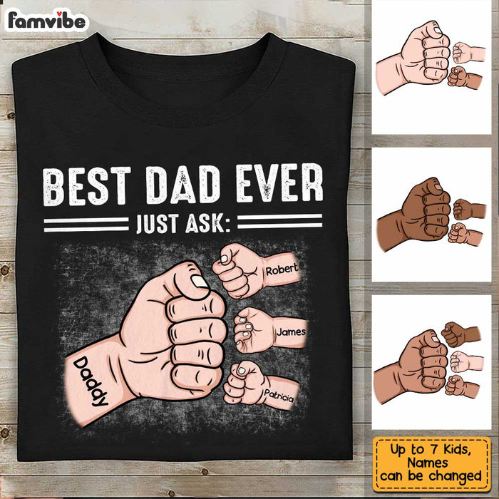 Personalized Dad Raised Fist Bump T-Shirt, Fathers Day Gift
