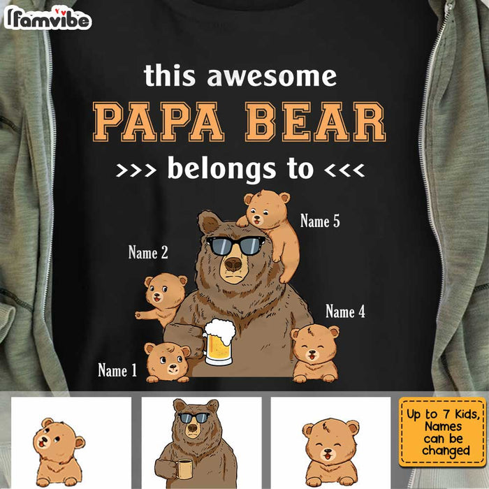 Personalized Dad Papa Bear T Shirt AP201 85O34 1
