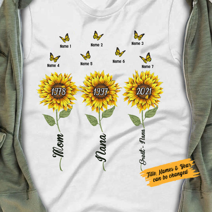 Personalized Mom Grandma Sunflower T Shirt MY37 30O58 1