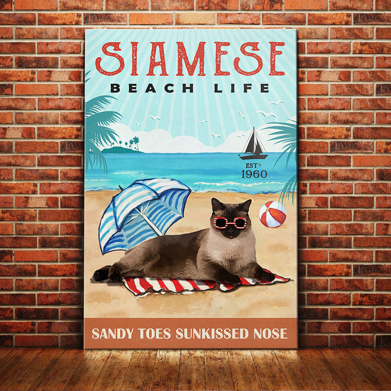 Siamese Cat Beach Life Canvas SMY198 67O53
