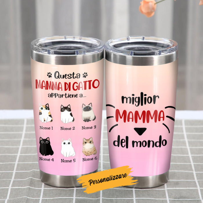Personalized Cat Mom Mamma Di Gatto Italian Steel Tumbler AP141 73O57 1