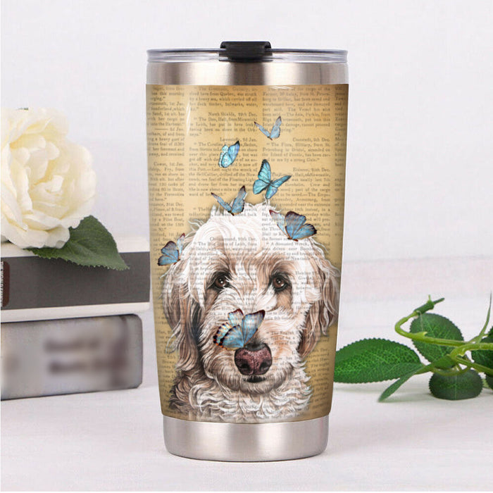 Goldendoodle Dog Butterfly Steel Tumbler MY91 73O34 1