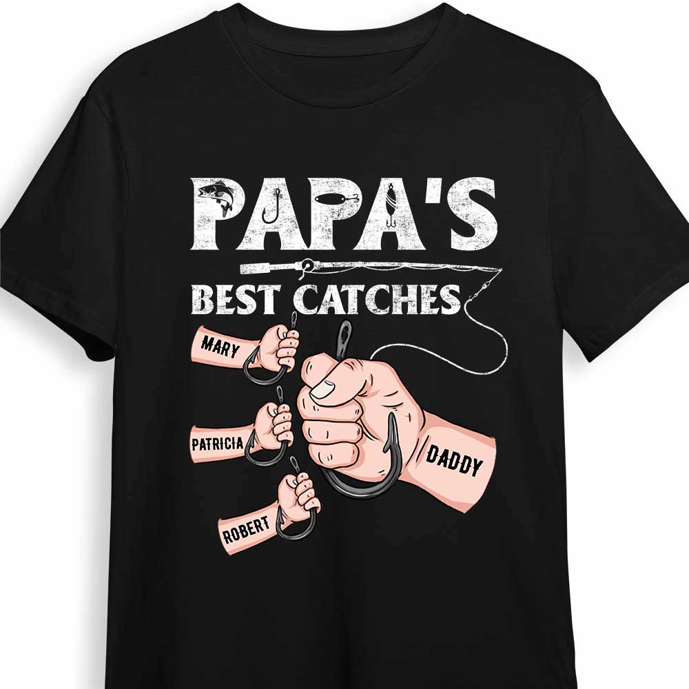 Personalized Fishing Hooked On Dad Grandpa T Shirt MY131 95O34 - Famvibe