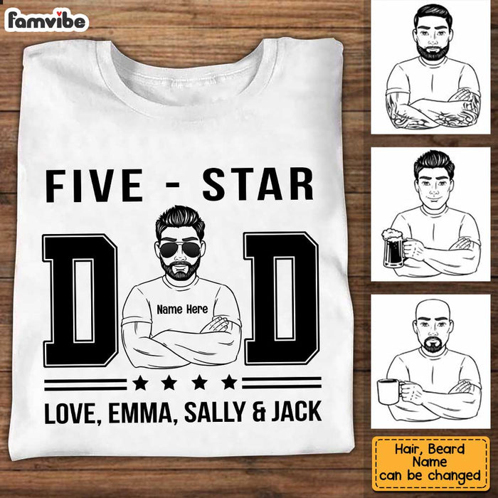 Personalized Dad Grandpa Five Star T Shirt MY51 30O34 1