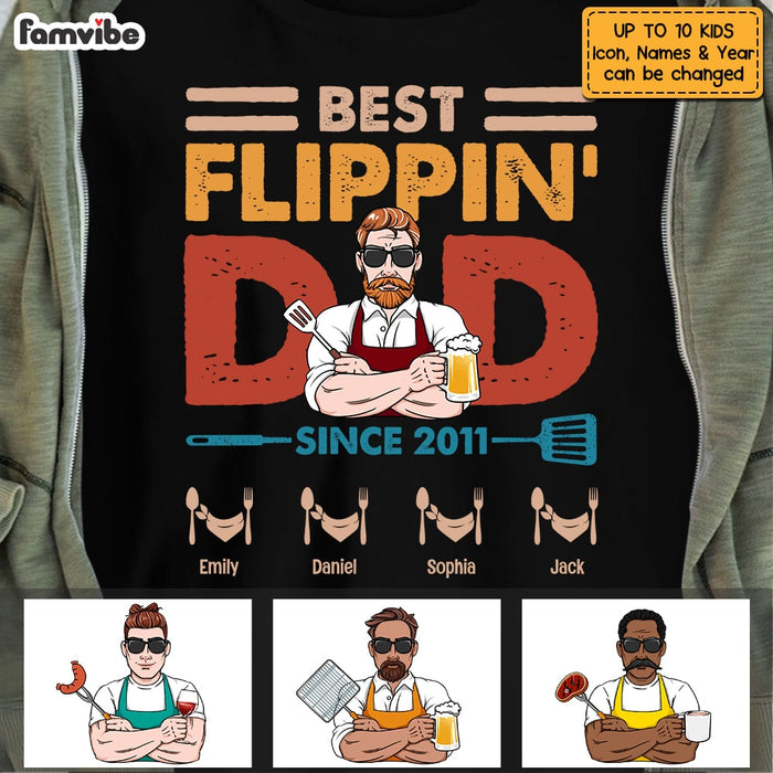 Personalized Dad Grandpa BBQ Best Flippin' Dad T Shirt MY122 32O53 1