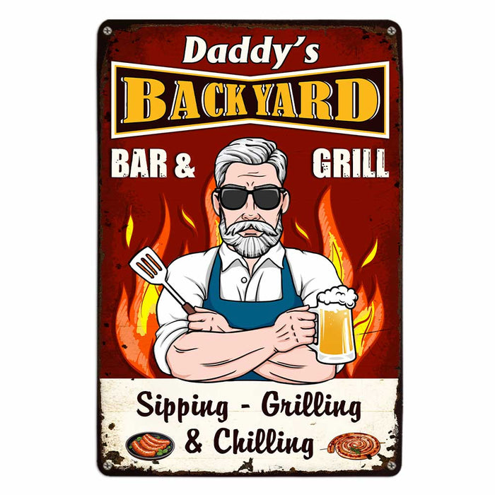 Personalized BBQ Grill Dad Outdoor Metal Sign MY134 30O47 1