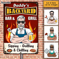 Personalized BBQ Grill Dad Outdoor Metal Sign MY134 30O47 thumb 1