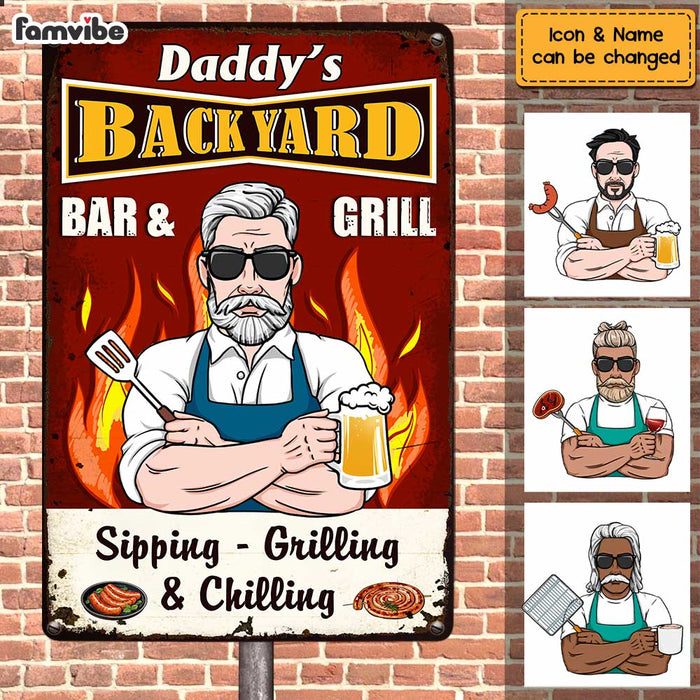 Personalized BBQ Grill Dad Outdoor Metal Sign MY134 30O47 1