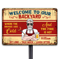 Personalized Dad Grandpa BBQ Grill Outdoor Metal Sign MY182 32O28 thumb 1
