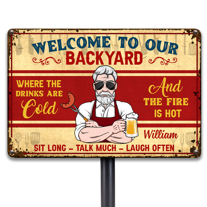 Personalized Dad Grandpa BBQ Grill Outdoor Metal Sign MY182 32O28 1