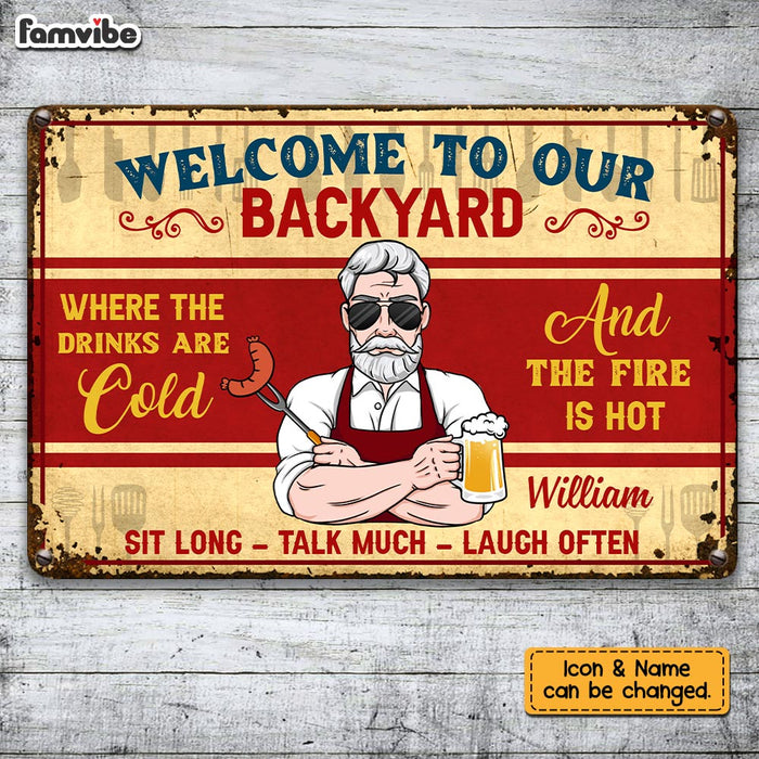Personalized Dad Grandpa BBQ Grill Outdoor Metal Sign MY182 32O28 1