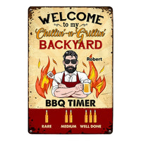 Personalized Dad Grandpa BBQ Grill Grillin' And Chillin' Outdoor Home Metal Sign MY204 32O53 thumb 1