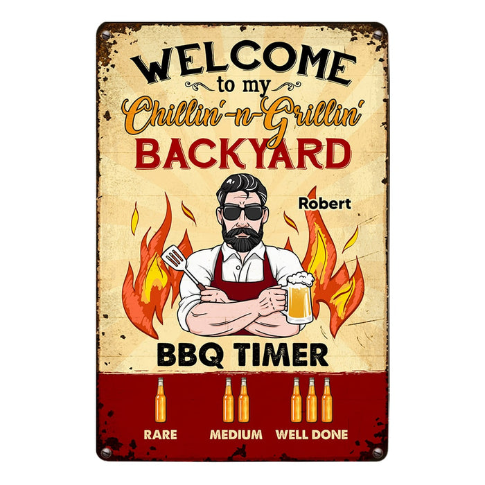 Personalized Dad Grandpa BBQ Grill Grillin' And Chillin' Outdoor Home Metal Sign MY204 32O53 1