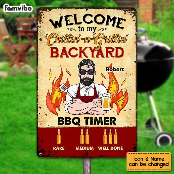 Personalized Dad Grandpa BBQ Grill Grillin' And Chillin' Outdoor Home Metal Sign MY204 32O53 1