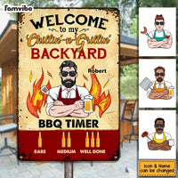 Personalized Dad Grandpa BBQ Grill Grillin' And Chillin' Outdoor Home Metal Sign MY204 32O53 thumb 1