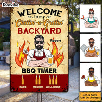 Personalized Dad Grandpa BBQ Grill Grillin' And Chillin' Outdoor Home Metal Sign MY204 32O53 thumb 1