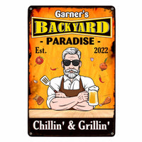Personalized Dad Grandpa BBQ Grill Outdoor Metal Sign MY202 32O47 thumb 1