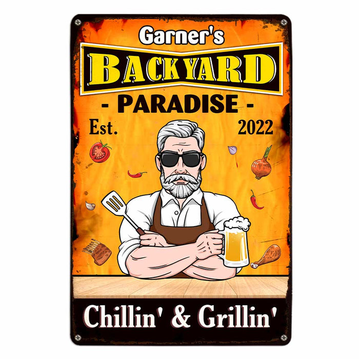 Personalized Dad Grandpa BBQ Grill Outdoor Metal Sign MY202 32O47 1