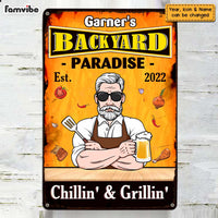Personalized Dad Grandpa BBQ Grill Outdoor Metal Sign MY202 32O47 thumb 1