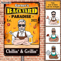 Personalized Dad Grandpa BBQ Grill Outdoor Metal Sign MY202 32O47 thumb 1
