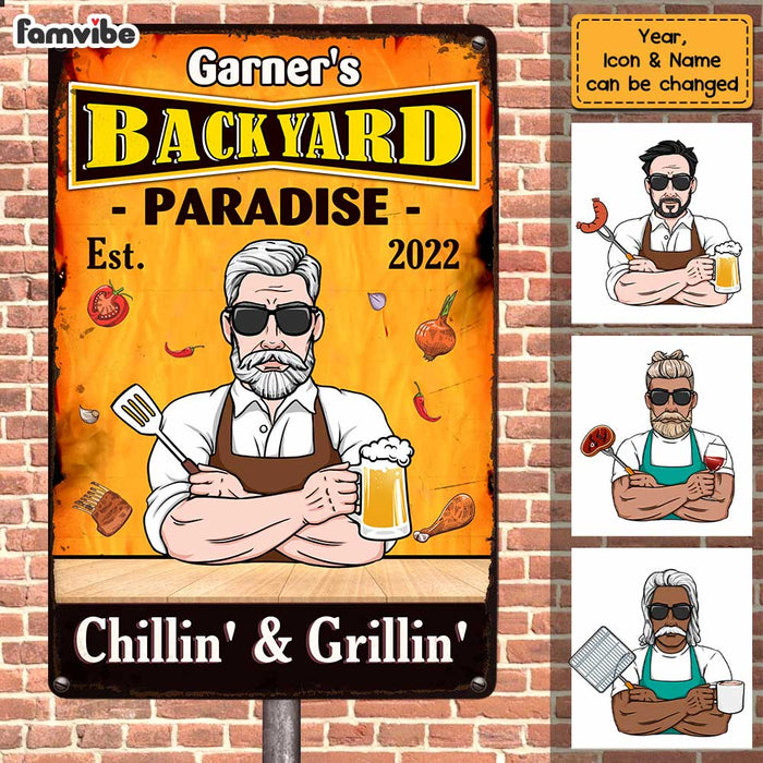 Personalized Dad Grandpa BBQ Grill Outdoor Metal Sign MY202 32O47 1