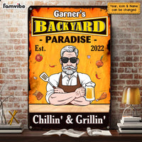 Personalized Dad Grandpa BBQ Grill Outdoor Metal Sign MY202 32O47 thumb 1