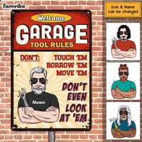 Personalized Dad Grandpa Garage Tool Rules Metal Sign MY211 32O47 thumb 1