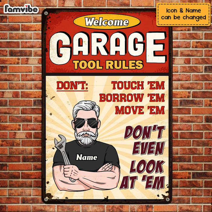 Personalized Dad Grandpa Garage Tool Rules Metal Sign MY211 32O47 1