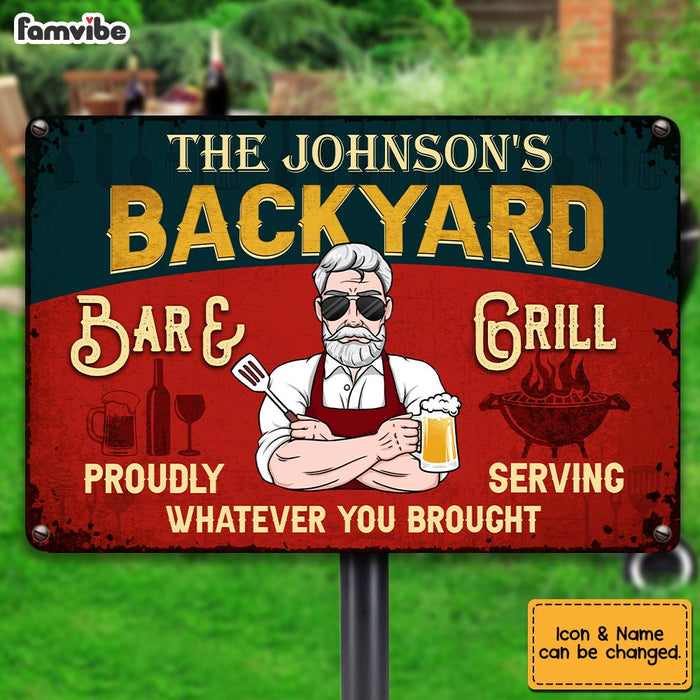 Personalized Dad Grandpa BBQ Grill Metal Sign MY231 32O28 1