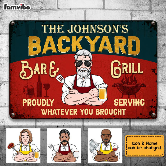 Personalized Dad Grandpa BBQ Grill Metal Sign MY231 32O28 1