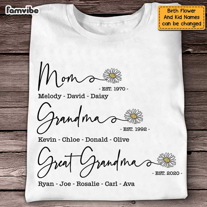 Personalized Mom Grandma Great Grandma Birth Flower T Shirt MY261 23O47 1