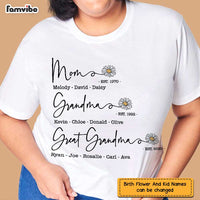 Personalized Mom Grandma Great Grandma Birth Flower T Shirt MY261 23O47 thumb 1