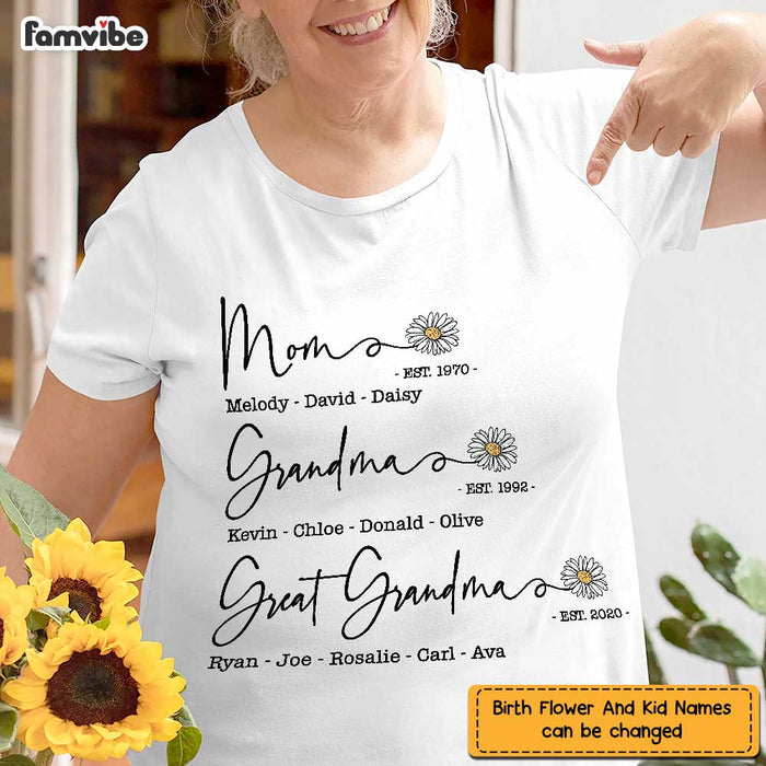 Personalized Mom Grandma Great Grandma Birth Flower T Shirt MY261 23O47 1