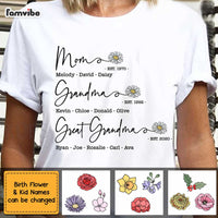 Personalized Mom Grandma Great Grandma Birth Flower T Shirt MY261 23O47 thumb 1