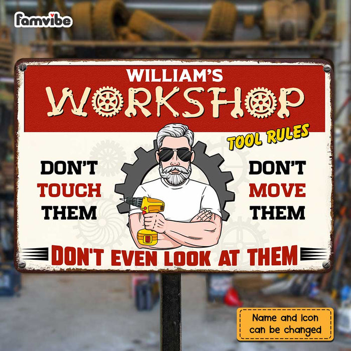 Personalized Grandpa Workshop Metal Sign MY302 85O47 1