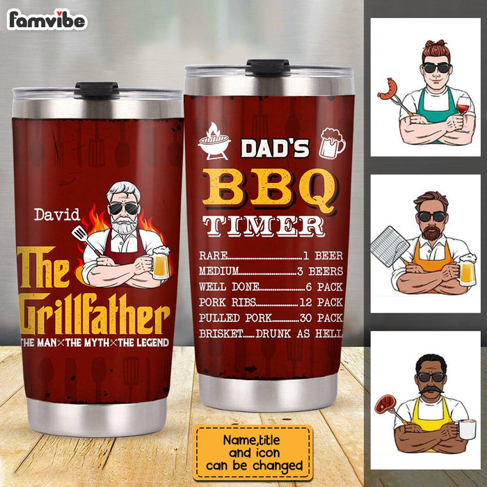 Personalized Dad Grill BBQ Steel Tumbler JN11 30O28 1