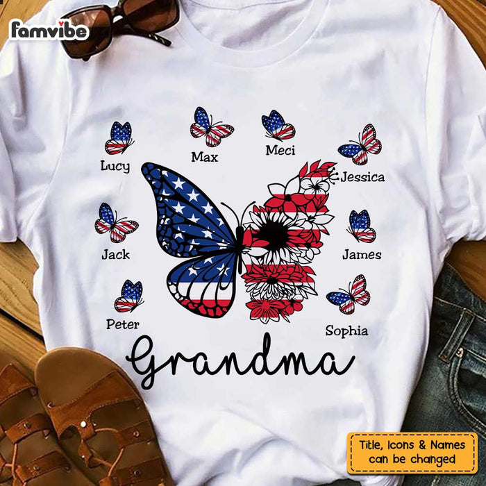 Personalized Grandma American Butterfly T Shirt JN61 58O47 1