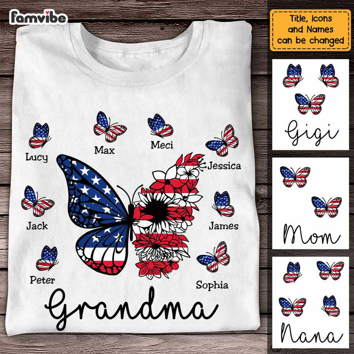 Personalized Grandma American Butterfly T Shirt JN61 58O47 1