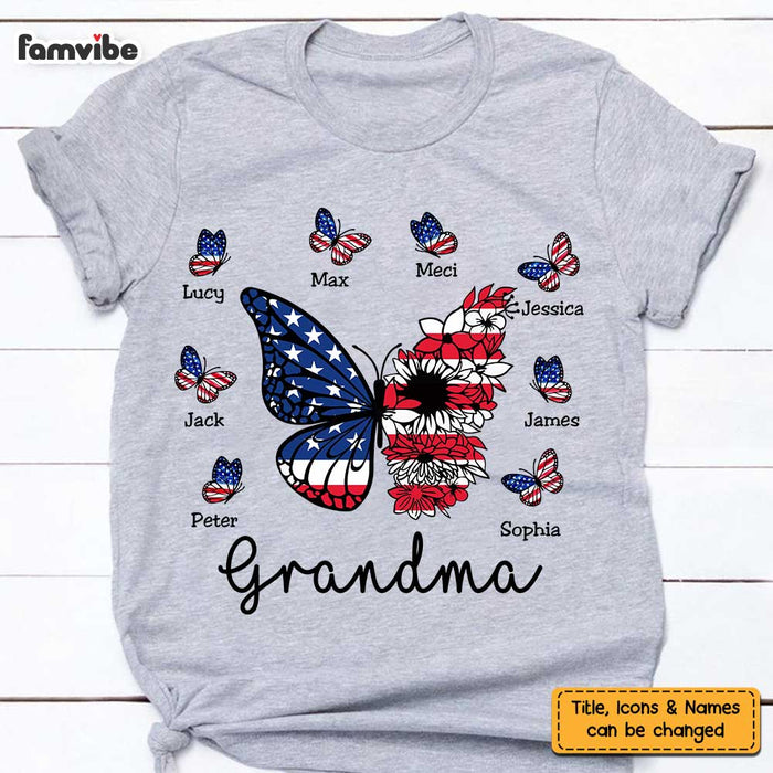 Personalized Grandma American Butterfly T Shirt JN61 58O47 1