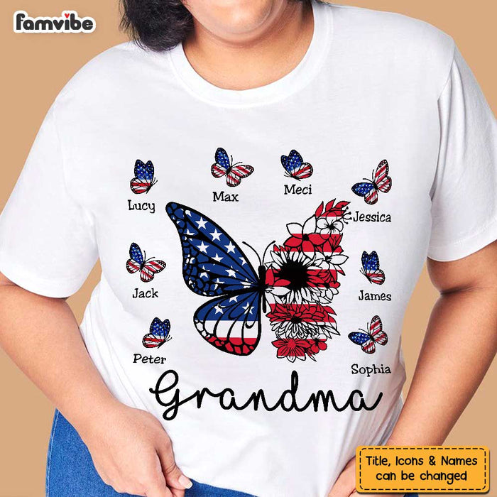 Personalized Grandma American Butterfly T Shirt JN61 58O47 1