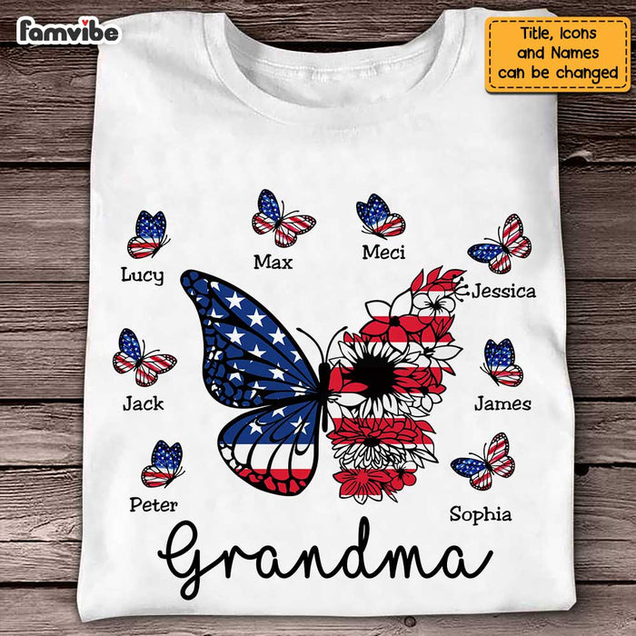 Personalized Grandma American Butterfly T Shirt JN61 58O47 1